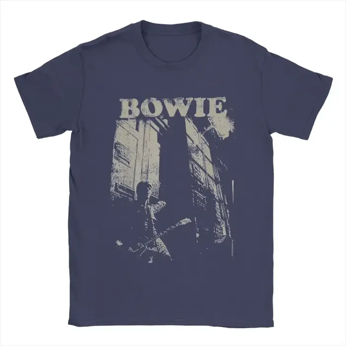T-shirt graphique David Bowie Glam Rock Band, style vintage délavé, unisexe, coupe oversize, col rond, en coton, manches courtes