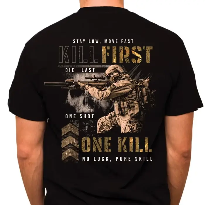 Restez le faible mouvement rapide. T-Shirt de Sniper militaire nouveau 100% coton col rond manches courtes été