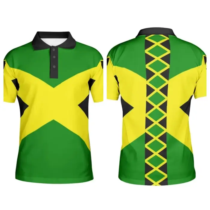 Polo Homme Drapeau Jamaïcain – T-shirt à Revers Imprimé 3D – Mode Patriotique Streetwear Décontracté Sportif Été