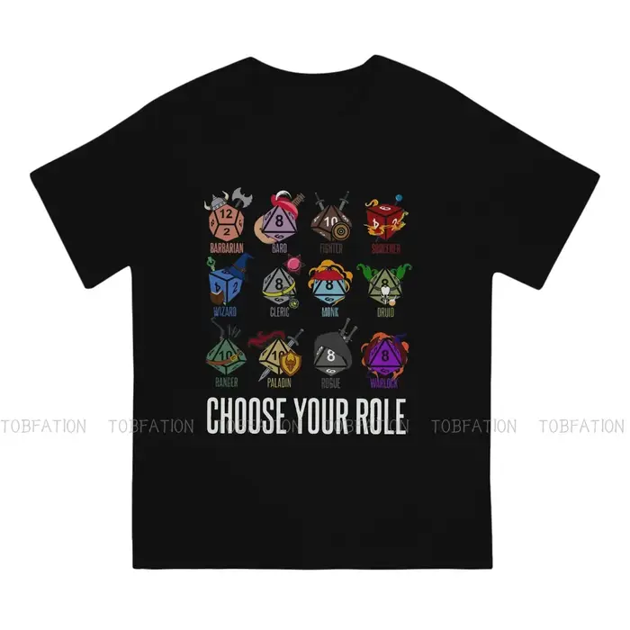 Personnage classe Hit dés t-shirt Homme hommes Streetwear Blusas ample coton
