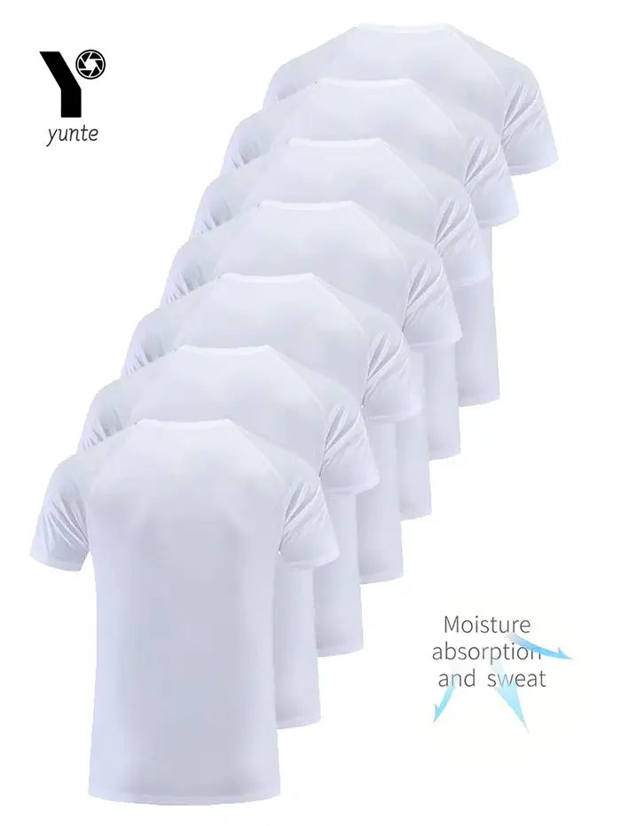T-shirt col rond 7 pièces blanc ultra-léger pour hommes