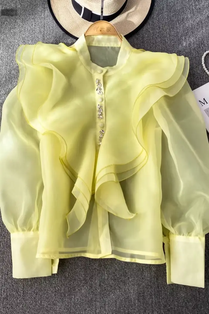 Chemisier à volants en organza pour femmes