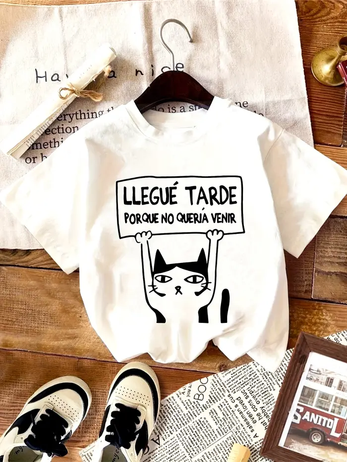 T-shirt décontracté à manches courtes et col rond pour femme