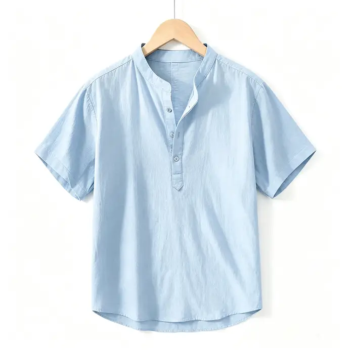 Chemise hawaïenne en lin à manches longues pour homme