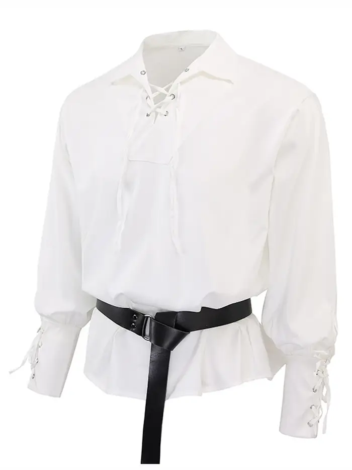 (Polo ample de style pirate médiéval vintage pour homme