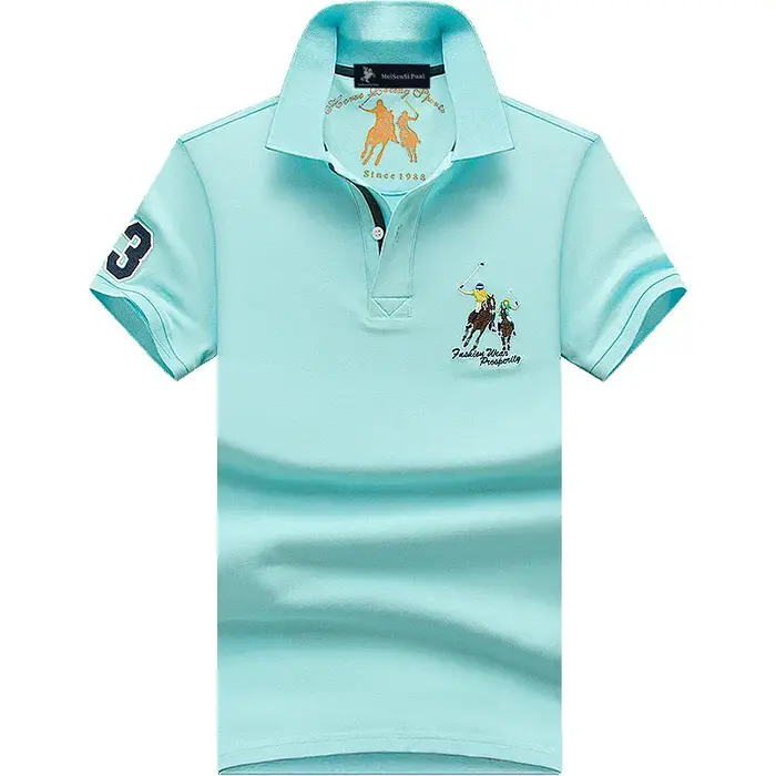 Polo d'été hommes coton décontracté broderie