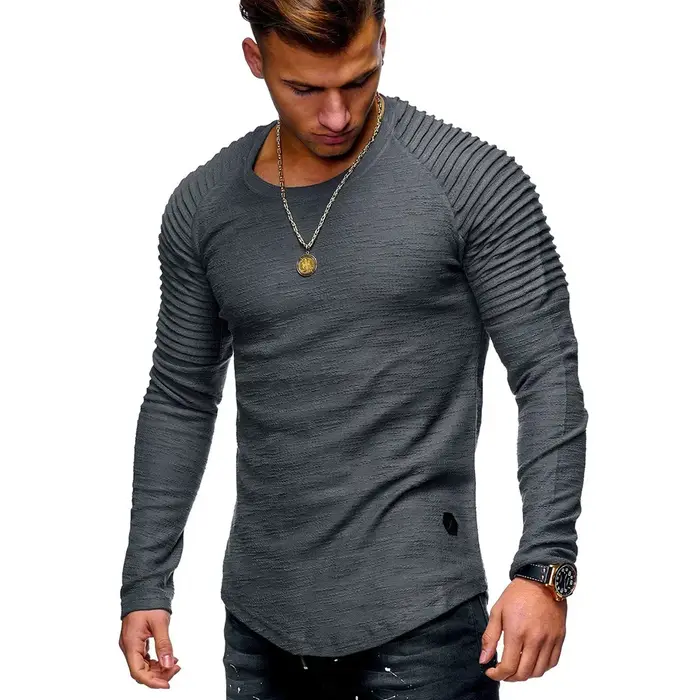 MRMT 2026 Nouveau T-shirt Homme Uni Coupe Slim Col Rond Manches Longues