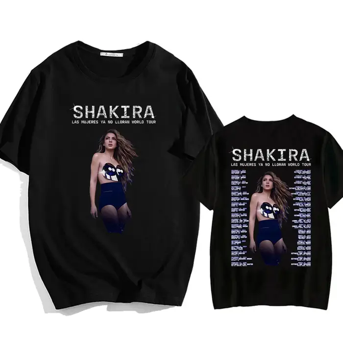 T-shirt Shakira avec impression graphique de chanteur célèbre, t-shirts en coton doux de haute quali