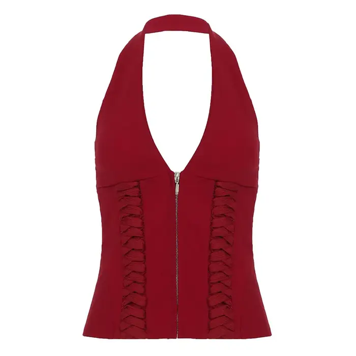 Nouveaux hauts sexy pour femmes 2026, col halter en V, tenues tendance, débardeurs courts dos nu ave