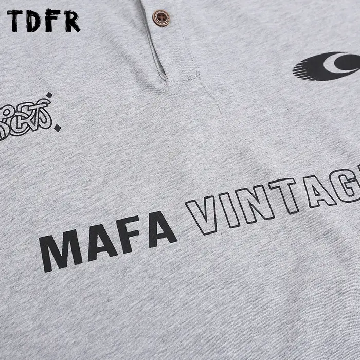 Lettre imprimer faux deux pièces polos hommes décontracté Streetwear été ample à manches courtes couverture en coton