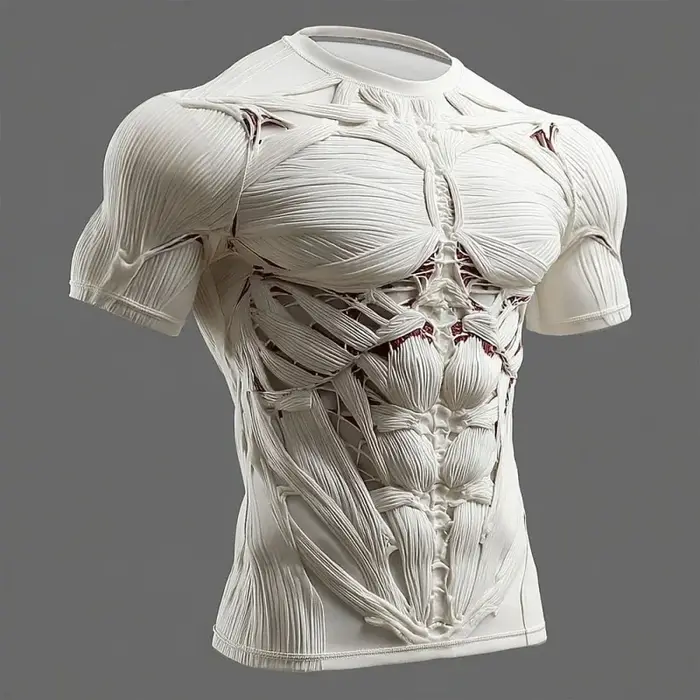 T-shirt à motif texturé musculaire pour hommes