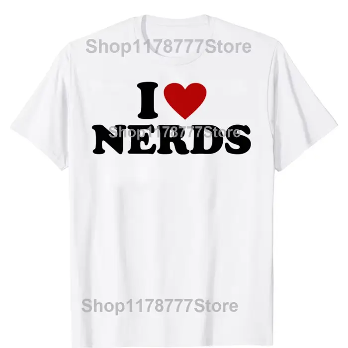 T-shirt manches courtes, streetwear en coton, humoristique et décontracté, I Love Nerds, à la mode, 