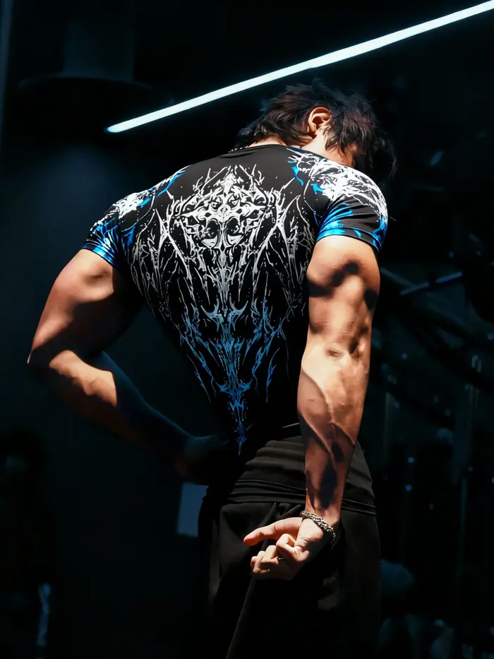 Nouveau T-shirt de sport imprimé 2026, motif gothique, tissu très élastique, col rond, idéal pour le sport et les loisirs