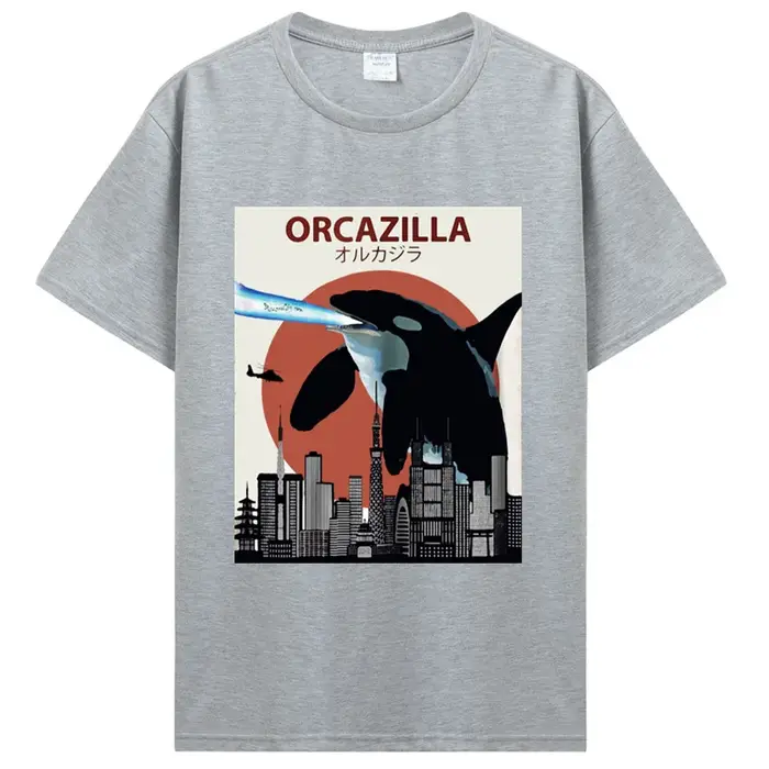 Offre spéciale mode coton T-shirt Orcazilla drôle tueur baleine