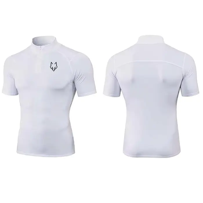 T-shirt de sport moulant pour homme, col roulé, manches courtes, compression, séchage rapide, idéal 