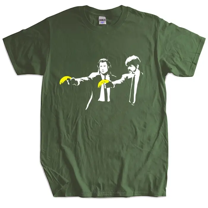 Nouveau T-Shirt hauts noirs pour hommes Banksy Pulp Fiction inspiré