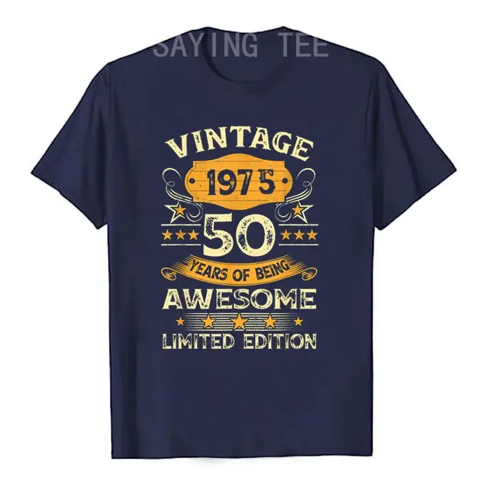 Vintage 1975 Cool 50 ans Bday hommes femmes 50th anniversaire T-Shirt né en 1975 disant génial