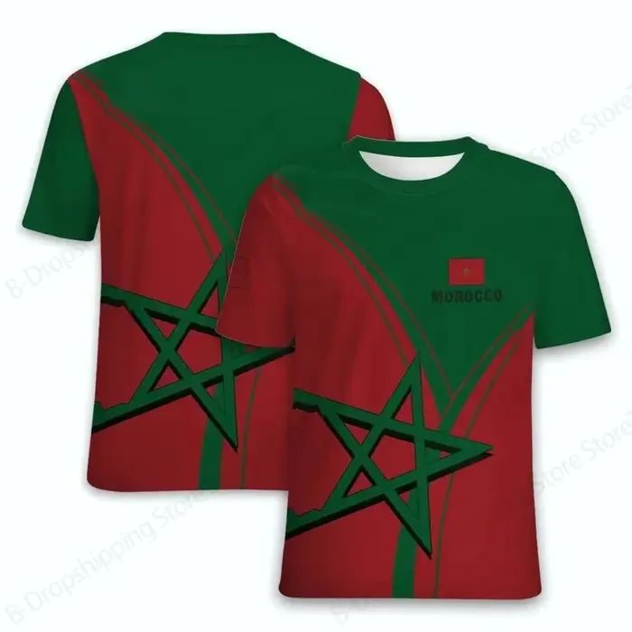 Drapeau marocain impression 3d T-shirt hommes femmes mode
