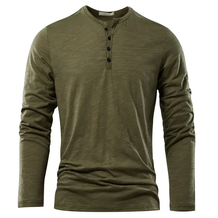 Henery cou à manches longues t-shirt pour hommes solide printemps décontracté