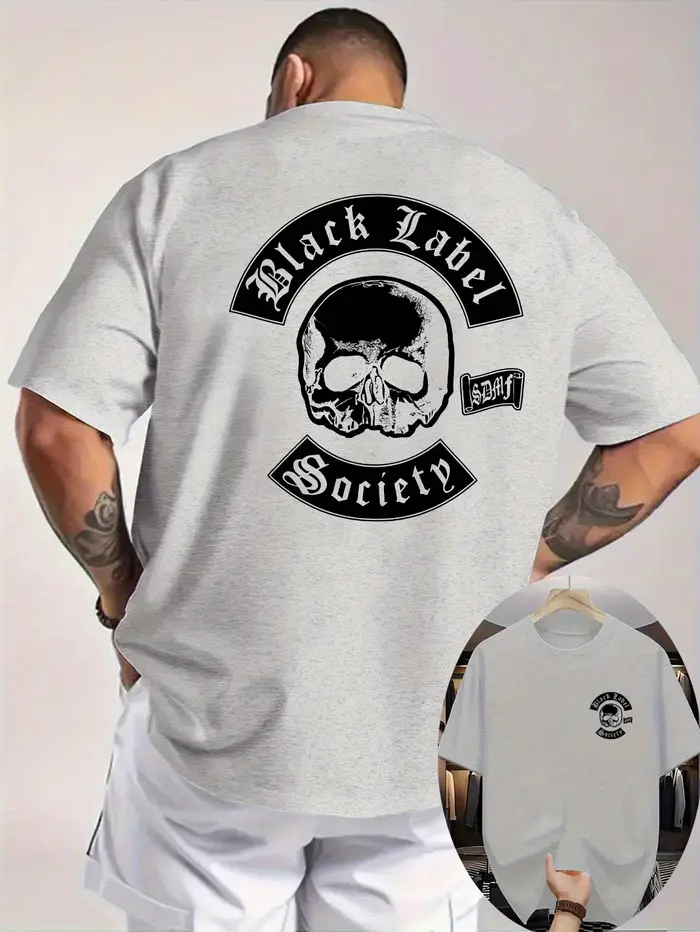 Black Label Society crâne conception graphique T-Shirt 100% coton col rond manches courtes été décontracté hommes