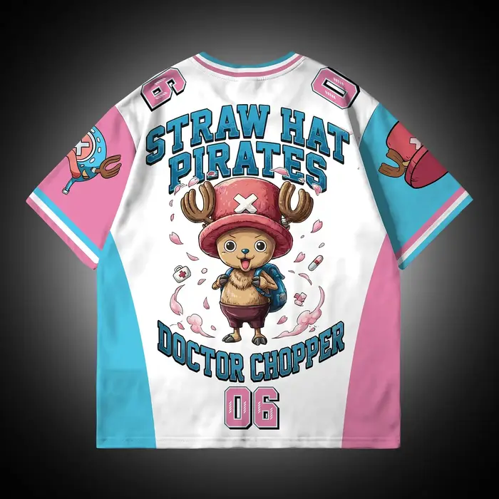 T-shirt imprimé en 3D Tony Chopper pour adultes et enfants, Straw Hat Pirates No. 06 Style Jersey, S