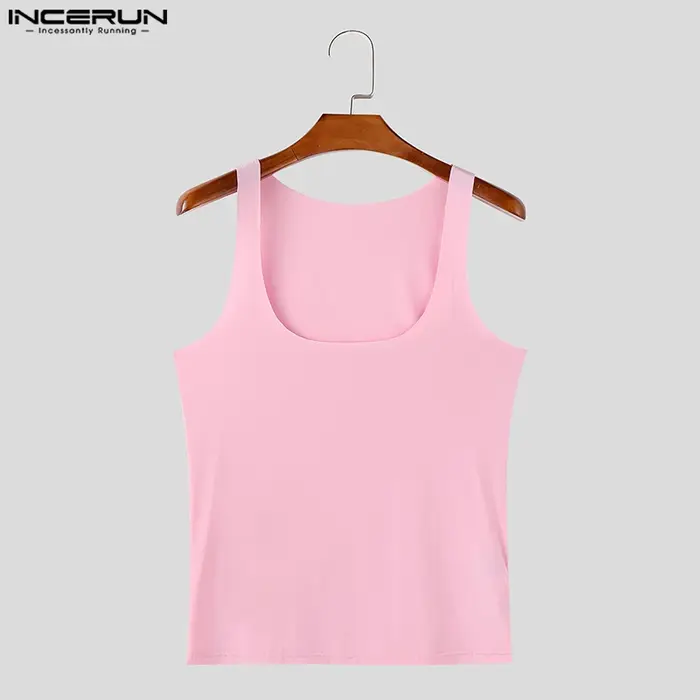 Été hommes débardeurs mode Sexy hauts sans manche INCERUN décontracté haut t-shirt surdimensionné couleur unie vêtements