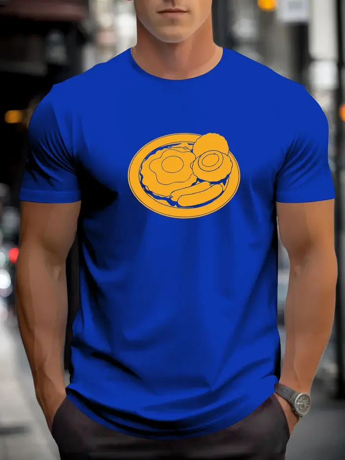 T-shirt pour le petit-déjeuner des hommes 100 % coton impression graphique été