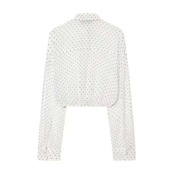 Chemisier court en mousseline pour femme avec cordon de serrage