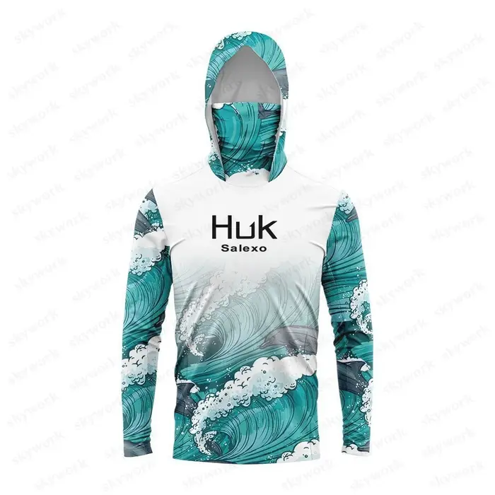 Huk SalexoHUK UPF 50 + manches longues à capuche couverture faciale chemises de pêche séchage rapide respirant
