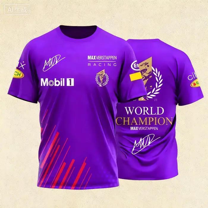T-shirt avec la signature du champion du monde et les logos de l'événement