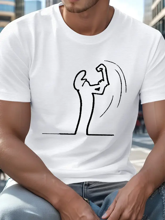 T-shirt graphique pour hommes – Conception d'ouvrier de la Construction robuste – Chemise noire avec Art au trait blanc
