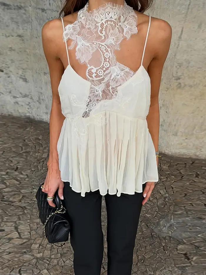 Élégante Blouse Femme en Mousseline Unie à Col Montant