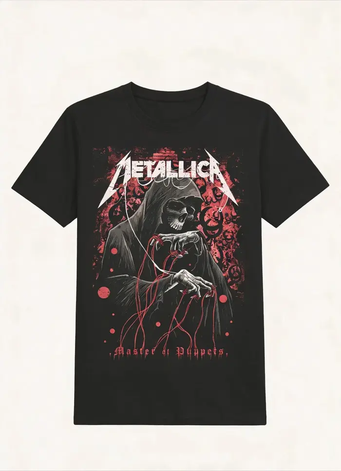 T-Shirt Wolf Metallica Band 100% coton