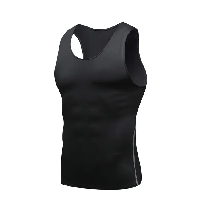 Nouveau T-shirt extensible ajusté sans manches pour hommes