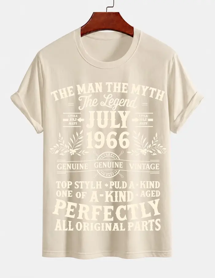 Nouveau T-shirt en pur coton 2026 « Juillet 1966 Homme Mythe Légende » avec imprimé anniversaire