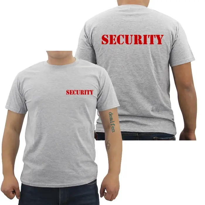 Sécurité hommes T-shirt événement personnel noir Double face haut qualité coton décontracté à manches courtes