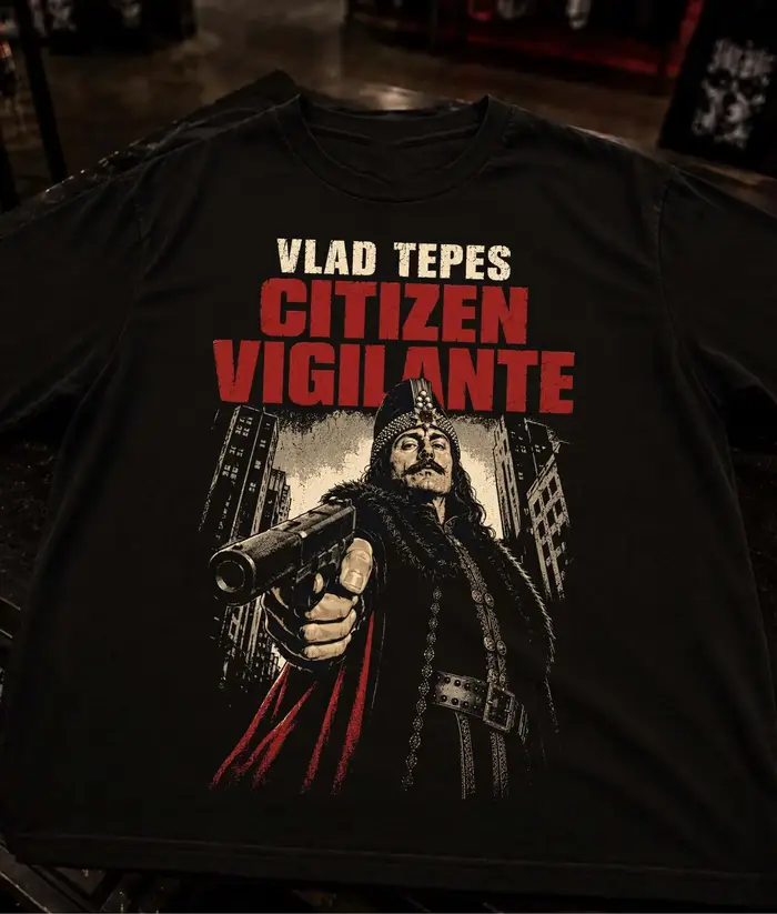 T-shirt graphique Citizen Vigilante avec affiche de film, Nouvelle collection été 2026, T-shirt over