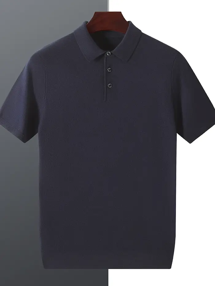 2025 mûrier soie laine pull col Polo pulls hommes ample surdimensionné S-3XL tricoté bas chemise été nouveau décontracté