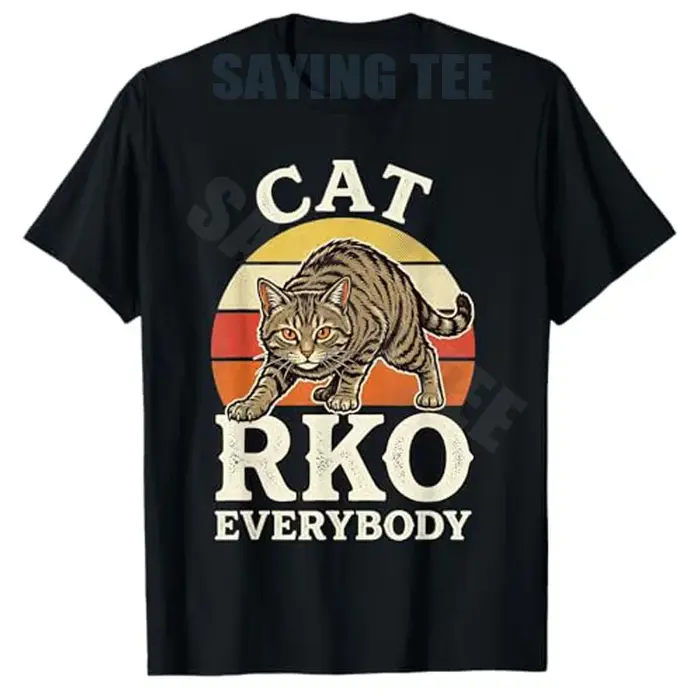 RKO T-shirt Y2K humoristique rétro vintage pour homme, motif chat, pour les amateurs de boxe, cadeau