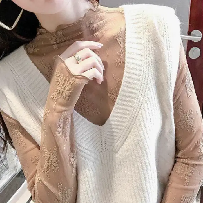 T-shirts en maille pour femmes à manches longues