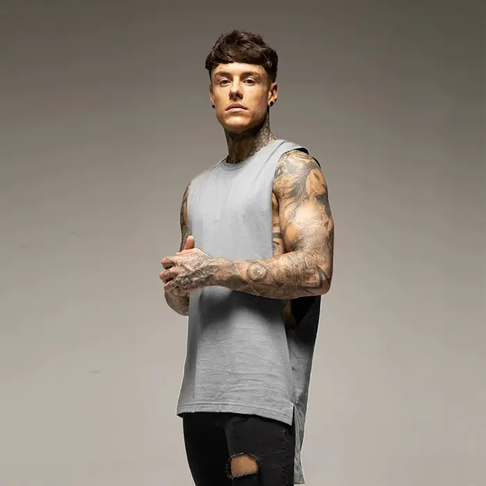 Chemise de sport en coton pour hommes, haut de sport, vêtements de fitness d'été, chemise d'entraîne
