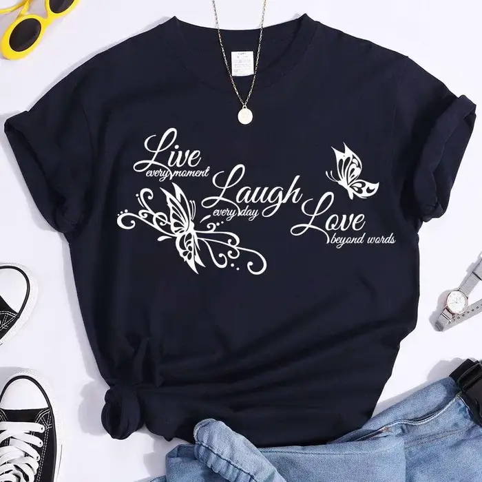 T-shirt à manches courtes et col rond pour femme