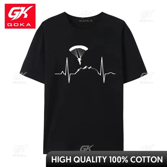 T-shirt imprimé pour hommes, motif battement de cœur de parachutiste, pour le ski, pour les passionn