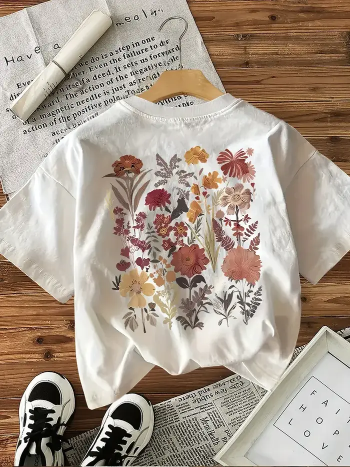 Fleur 100% coton Y2k T-Shirt femme drôle t-shirts Egirl mode coréenne graphique