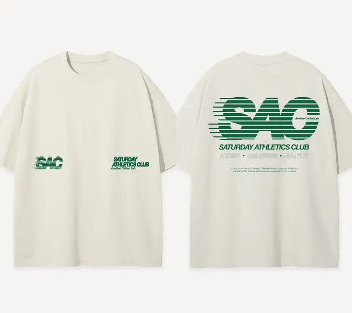 T-shirt Oversize Club Santé et Sport – Nouveau T-shirt en Coton Lourd à Manches Courtes pour Hommes 