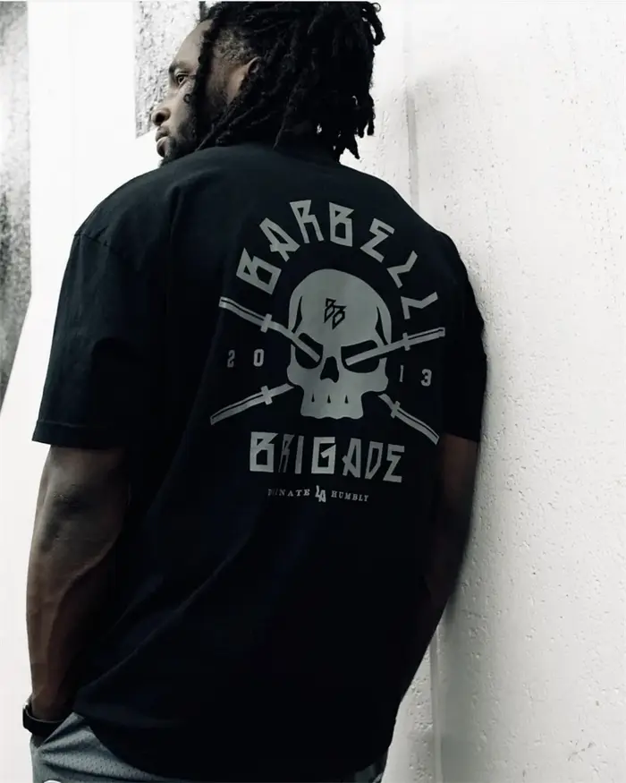 BARBELL BRIGADE Surdimensionné M-3XL Hommes Lâche Fitness T-shirt Mode Gym Course T-shirts D'été Gym