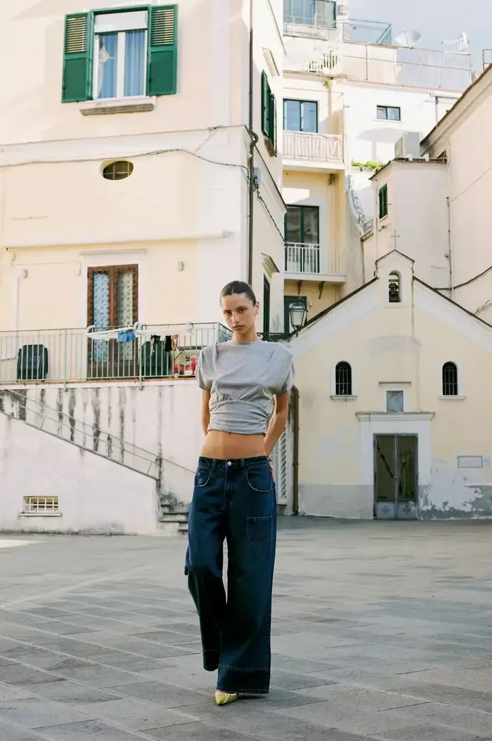 T-shirt gris à manches courtes pour femme
