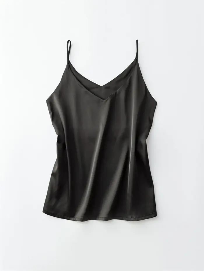 Haut à bretelles Spaghetti pour femmes, col en V, camisole blanche basique sans manches, débardeur e