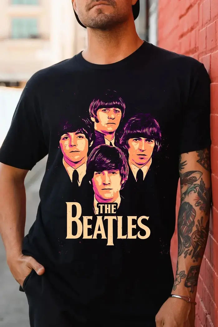 T-shirt The Beatles pour hommes et femmes, en coton, décontracté, à manches courtes, col rond, coupe
