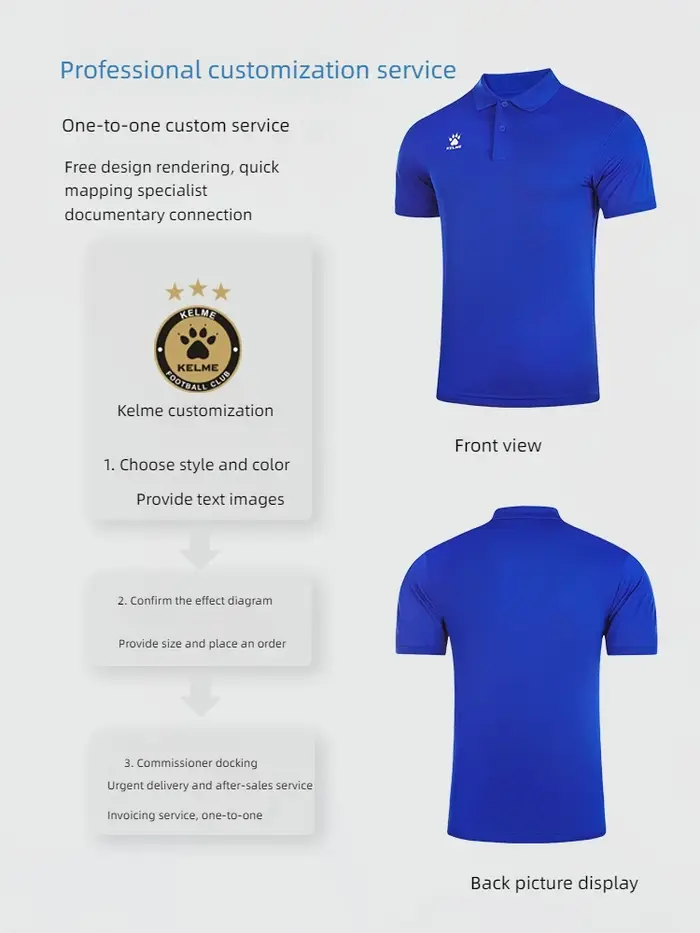 Kelme Polo hommes été séchage rapide à manches courtes T-shirt Club formation Football uniformes chemise de Culture personnalisé